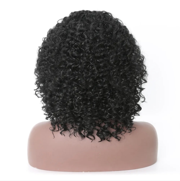 Women's Curly Wavy Short Wigs Dark Black Ladies Costume Synthetic Hair - Picture 12 of 12